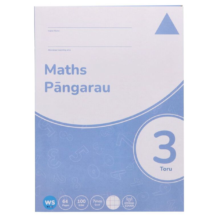 WS Maths 3 Toru 7mm Quad 32 Leaf with Margins Blue, , hi-res