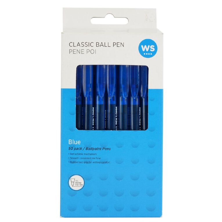 WS Classic Ball Pens 50 Pack Blue, , hi-res