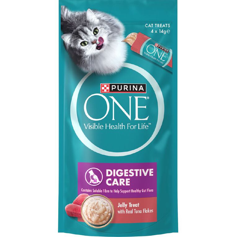 PURINA ONE Digestive Care Jelly Tuna Cat Treats 4 x 14g, , hi-res