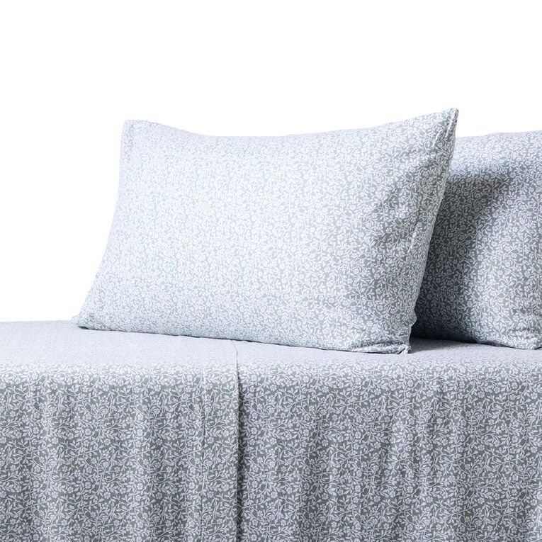 Living & Co Cotton Flannelette Sheet Set Joliet Green, , hi-res