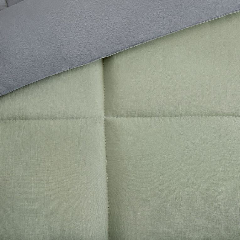 Living & Co Microfibre 3 Piece Comforter Set Grey Green King, , hi-res