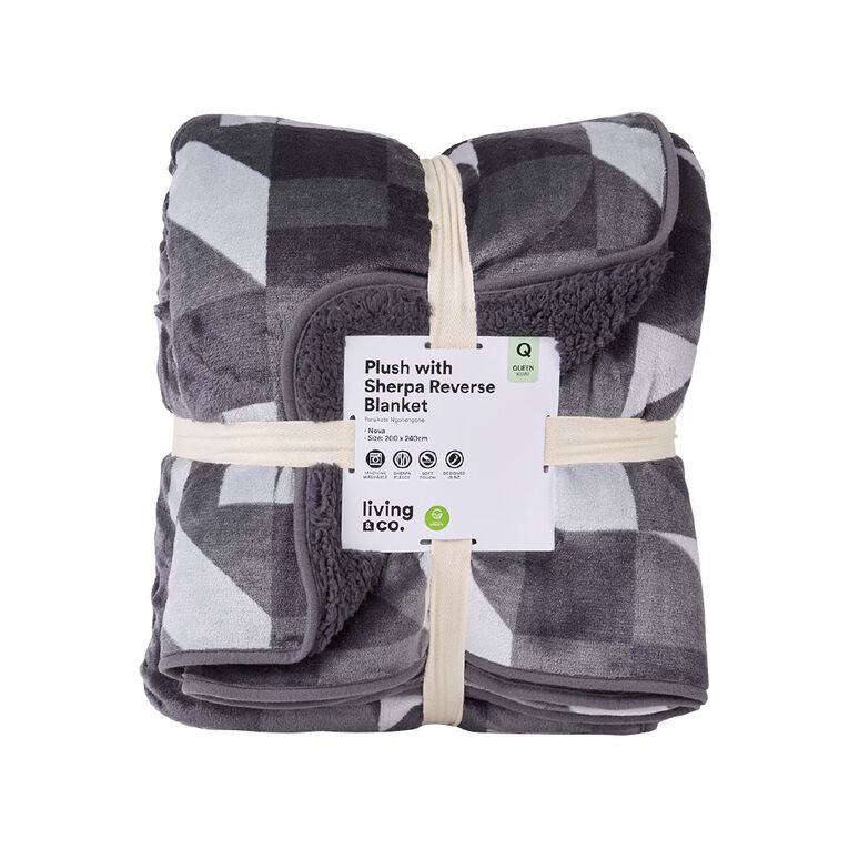 Living & Co Plush Sherpa Nova Blanket Multi-Coloured Queen, , hi-res