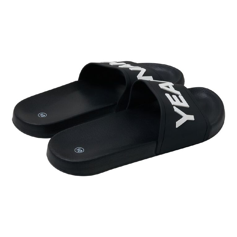 H&H Men's Slogan Slides, Black, hi-res