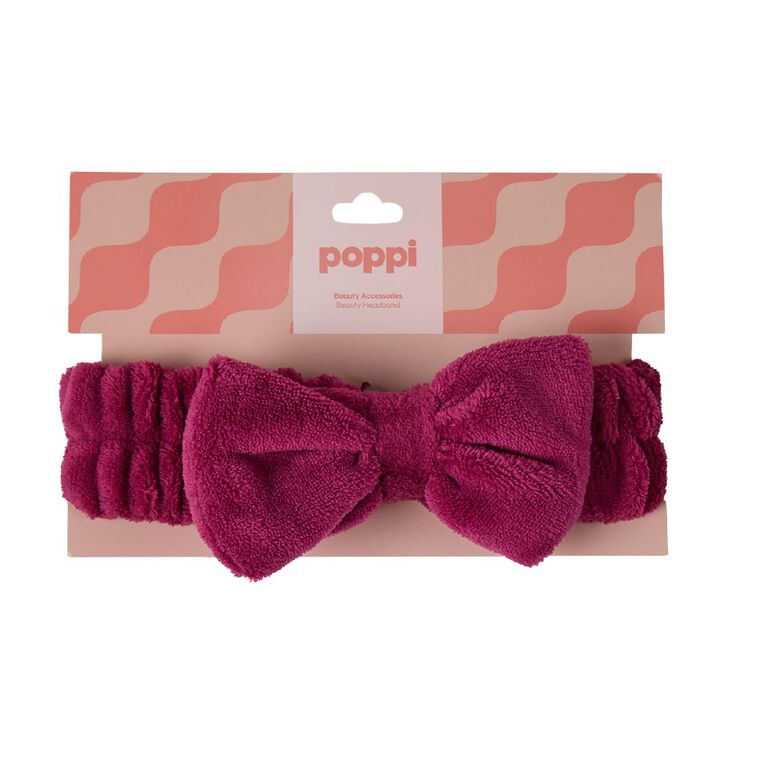 Poppi Beauty Soft Bow Headband Burgundy, , hi-res