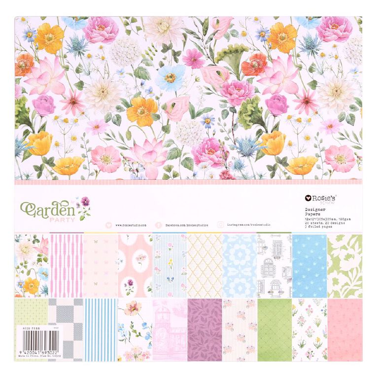 Rosie's Studio Garden Party Designer Paper Pack 12in x 12in 20 Sheet, , hi-res