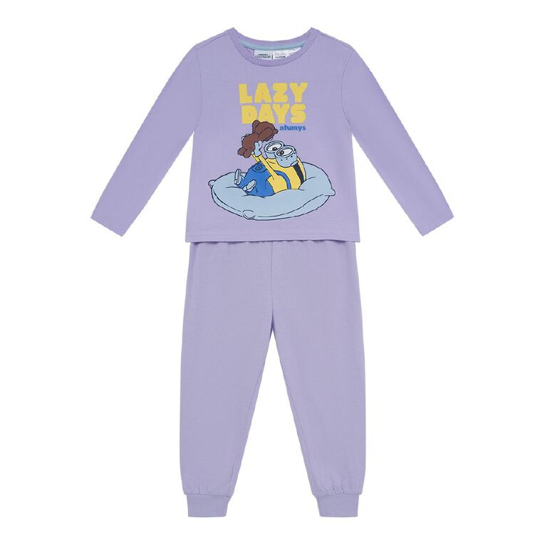 Minions Girls' Long Sleeve Knit Pyjama Set, Purple Light, hi-res
