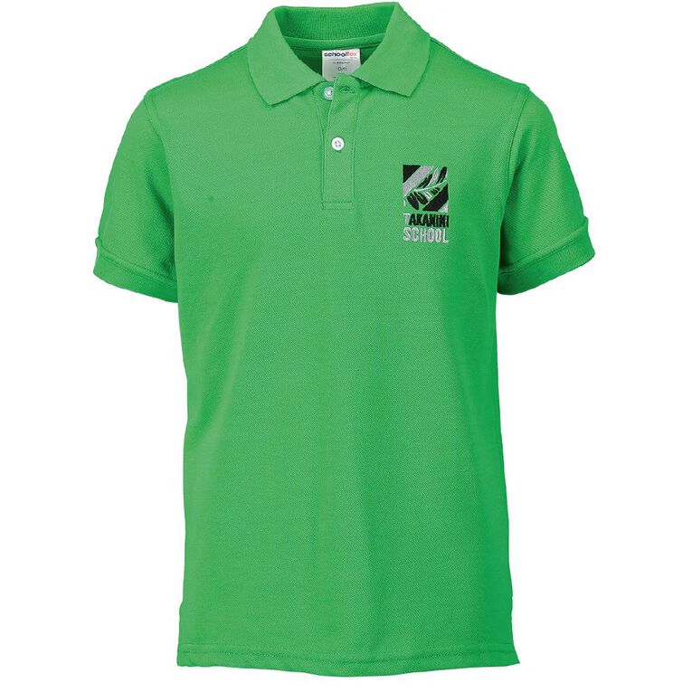 Schooltex Takanini School Short Sleeve Polo with Embroidery, Green Mid, hi-res