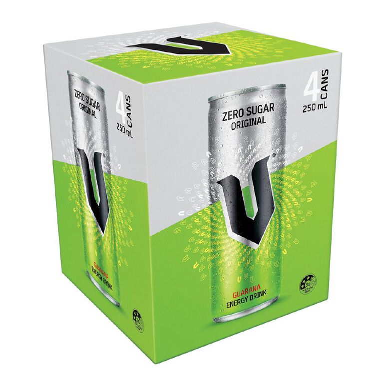 V Energy Drink Original Sugarfree 250ml 4 Pack, , hi-res