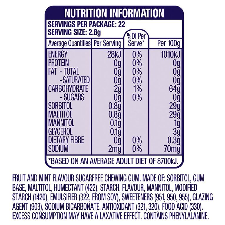 Extra White Bubblemint Chewing Gum SF Bottle 46 Piece 64g, , hi-res