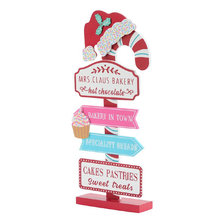 Wonderland Novelty Mrs. Claus Bakery Sign Decoration 30cm, , hi-res