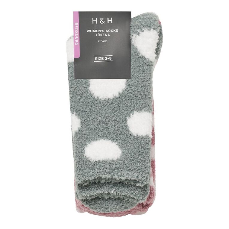 H&H Women's Cosy Bedsock 2 Pack, Pink Light, hi-res