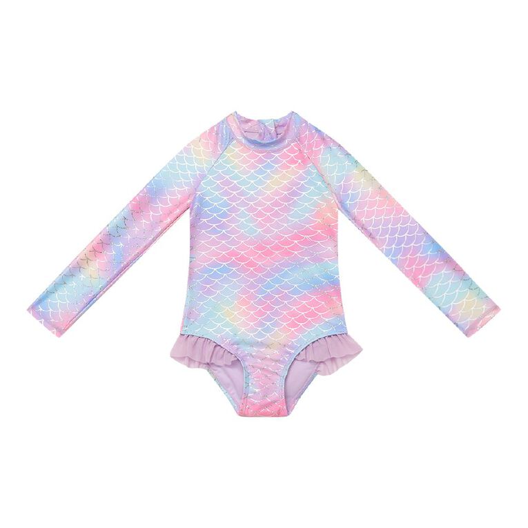 Young Original Long Sleeve Mermaid Swimsuit, Purple Light, hi-res