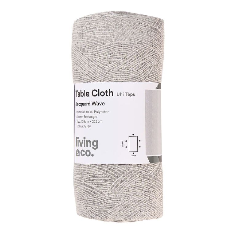 Living & Co Table Cloth Jacquard Wave Grey, , hi-res