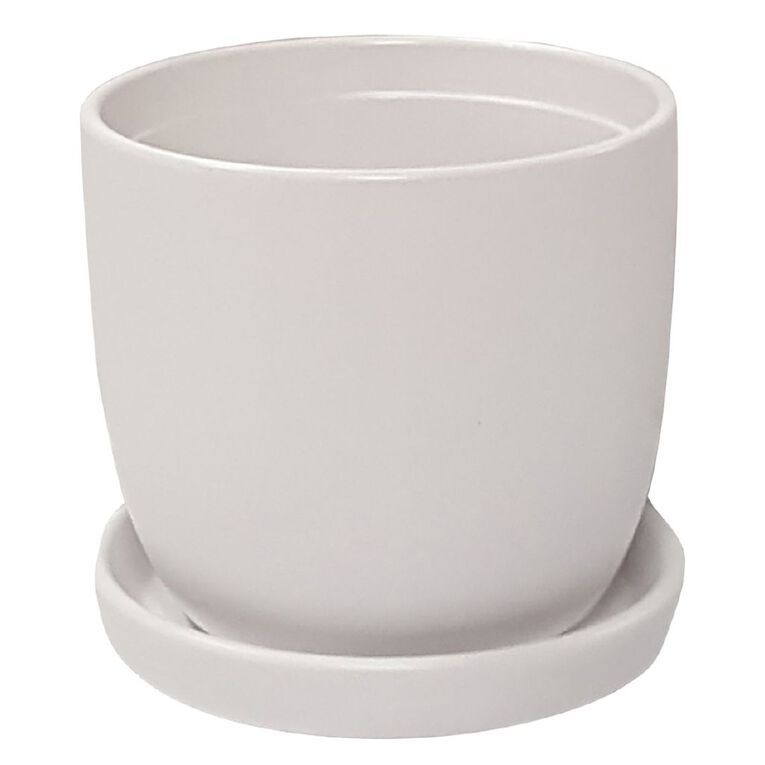 Northcote Pottery Jessa Egg White Pot and Saucer White Large, , hi-res