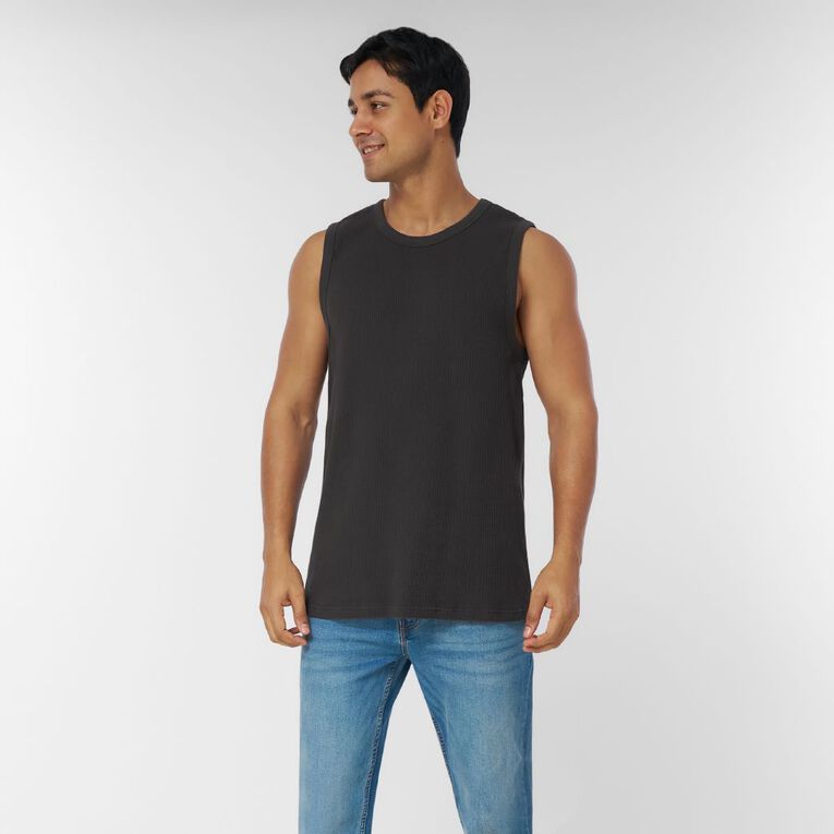 Garage Men's Waffle Singlet, Grey Dark, hi-res