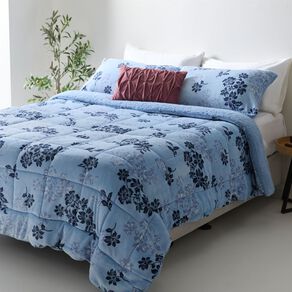 Living & Co 3 Piece Comforter Plush Dahlia Multi-Coloured Queen