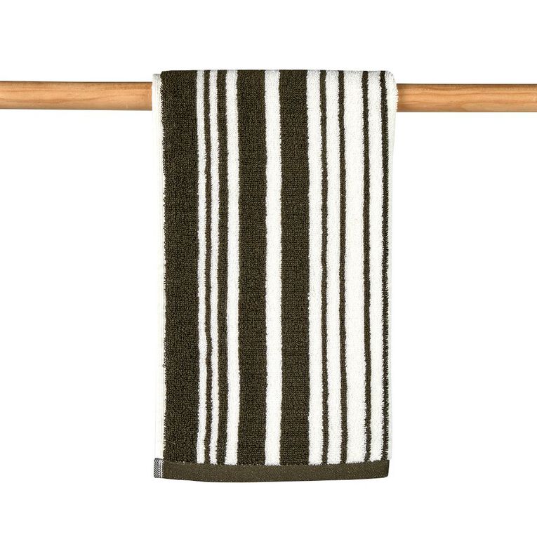 Maison d'Or Striped Hand Towel Green Dark 40cm x 65cm, , hi-res