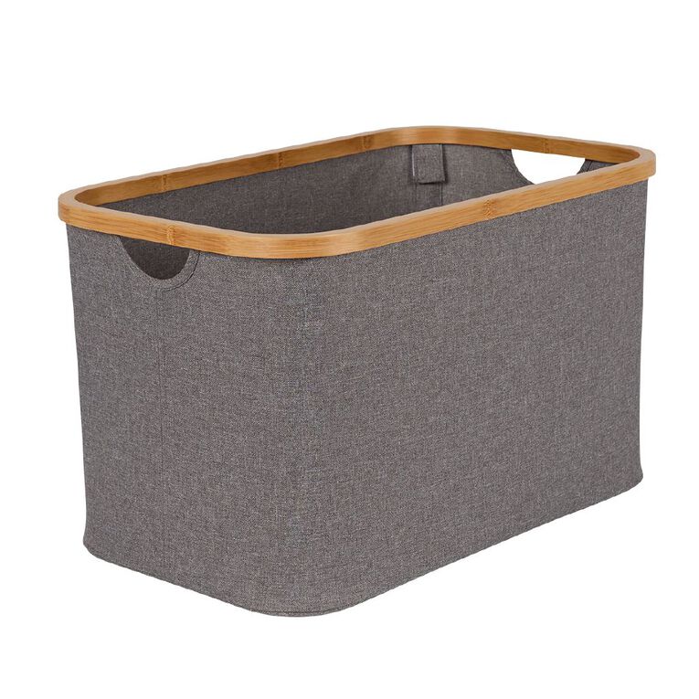 Living & Co Fabric Basket With Bamboo Trim Large, , hi-res