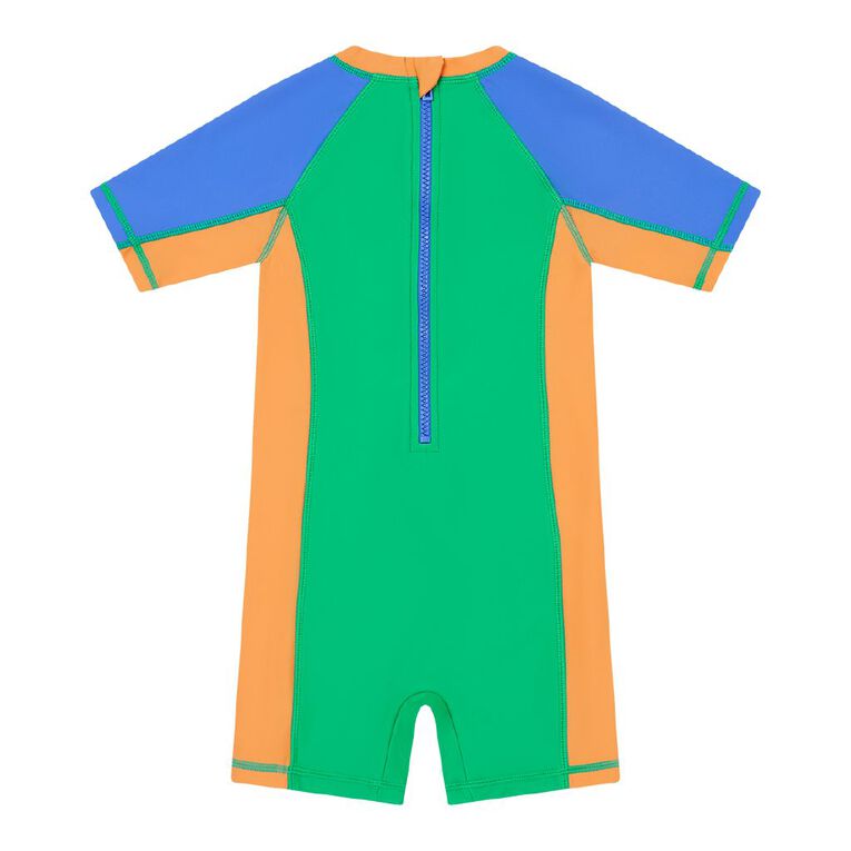 Young Original Short Sleeve Plain Rashsuit, Green Mid, hi-res