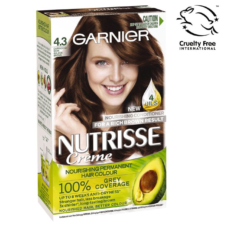 Garnier Nutrisse Permanent Creme Dark Golden Brown Cappuccino 4.3, , hi-res