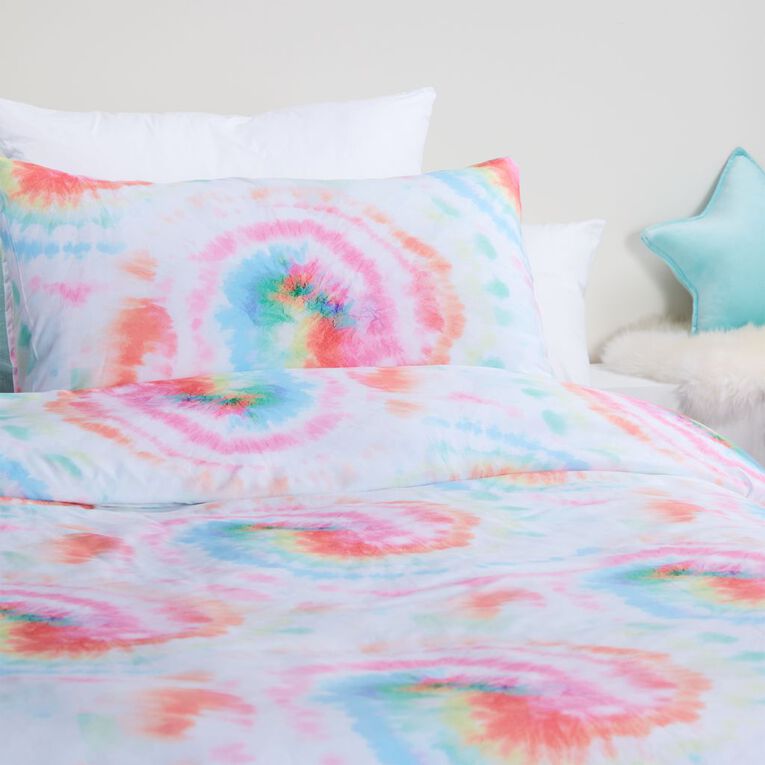 Living & Co Kids' Duvet Cover Set Tie Dye MultiColoured King Single MultiColoured The Warehouse