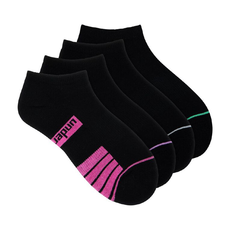 Underworks Women's Low Cut Sport Socks 4 Pack, Black2, hi-res