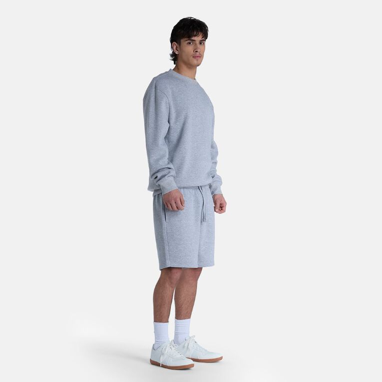 H&H Men's Plain Knit Shorts, Grey Marle, hi-res