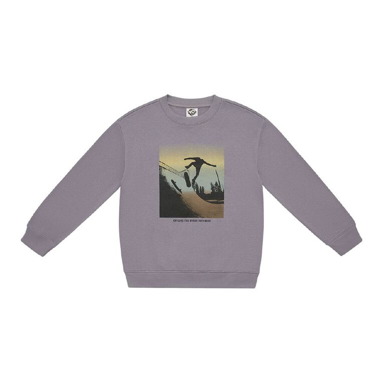 Young Original Print Crew Sweatshirt, Green Dark SKATE, hi-res