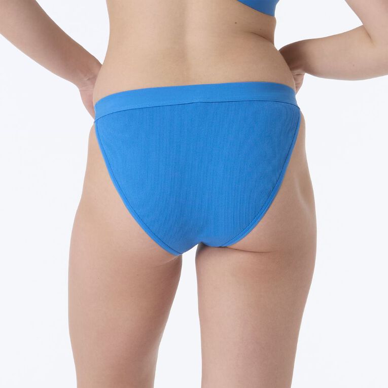 H&H Women's Rib Seamfree Tanga Briefs, Blue Mid, hi-res