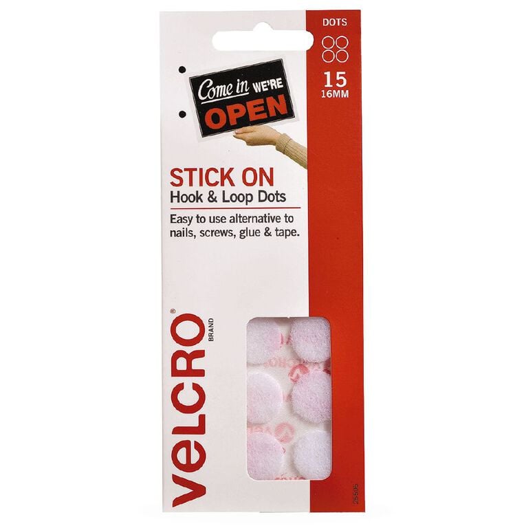 VELCRO Brand Hook & Loop Stick On Mini Dots 15 Set White, , hi-res