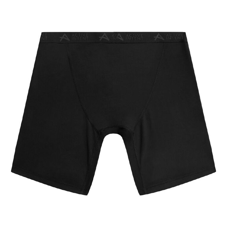 Active Intent Men's Performance Mesh Insert Long Length Trunks, Black, hi-res