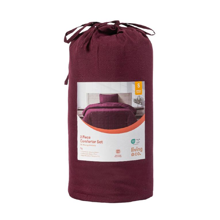 Living & Co Microfibre 2 Piece Comforter Set Purple Mid Single, , hi-res