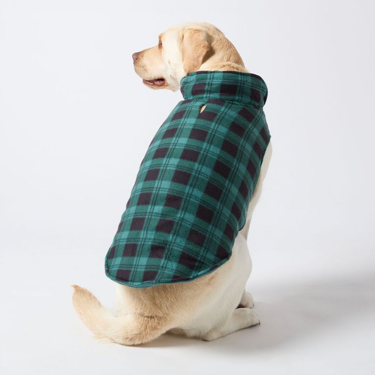 Petzone Fleece Pet Jacket Check Green XL, , hi-res