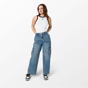 H&H Women's Mid Rise Cargo Jeans