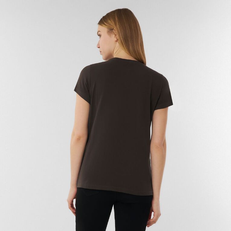 H&H Women's Short Sleeve Crew Neck Tee, Brown Dark ESPRESSO, hi-res