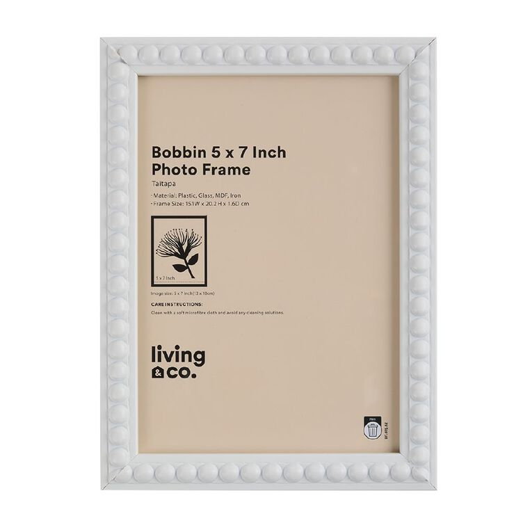 Living & Co Bobbin Frame White 5in x 7in, , hi-res
