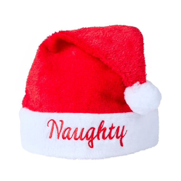 Wonderland Novelty Naughty/Nice Santa Hat Assorted, , hi-res
