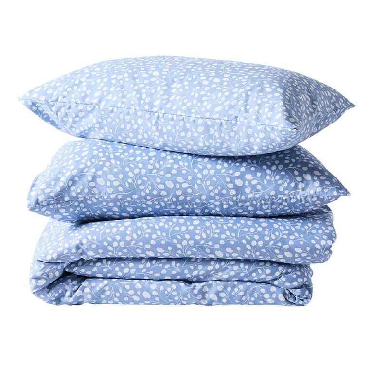 Living & Co Microfibre Duvet Cover Set Eden Blue Queen, , hi-res
