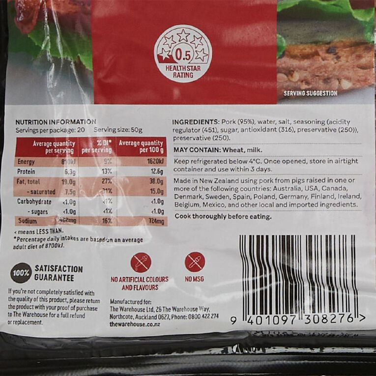 Market Kitchen Streaky Bacon 1kg, , hi-res