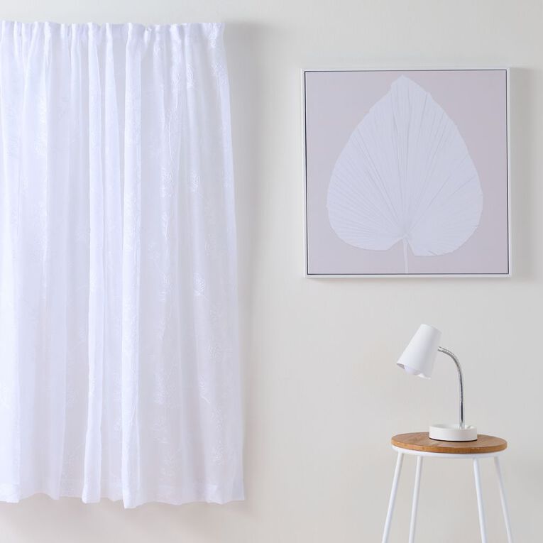 Living & Co Alice Voile White 90-180cm Wide/200cm Drop, White, hi-res
