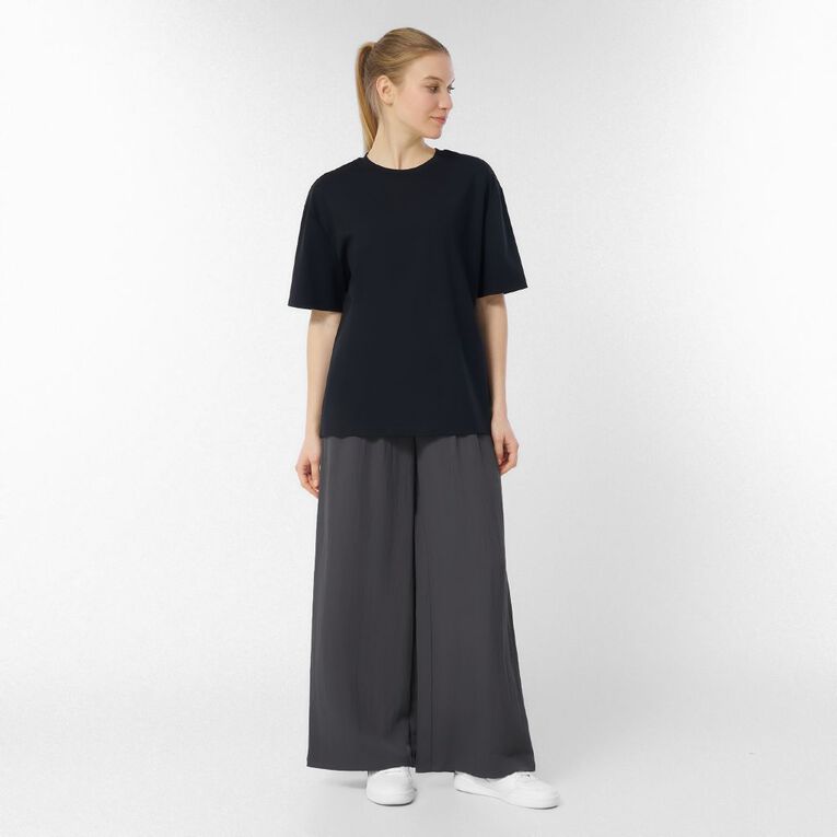 H&H Women's Textured Pleat Front Wide Leg Pants, Grey Dark, hi-res