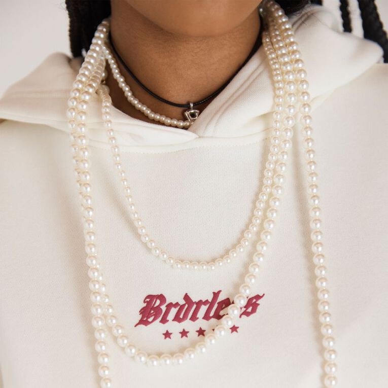 BRDRLESS Long Sleeve Graphic Hood, Cream, hi-res