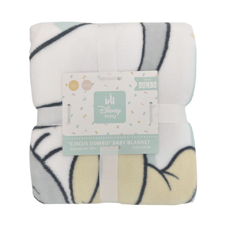 Disney Dumbo Coral Fleece Cot Blanket 120cm x 140cm, , hi-res