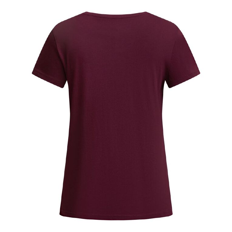 H&H Women's Short Sleeve Crew Neck Cotton Tee, Purple Dark, hi-res