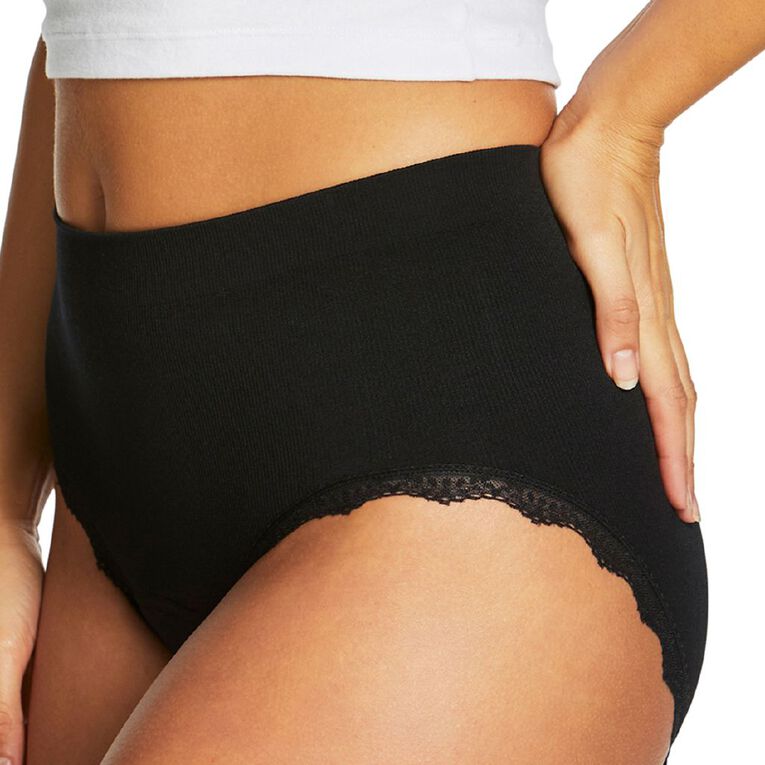 Love Luna Women's Period Rib Full Briefs, Black, hi-res