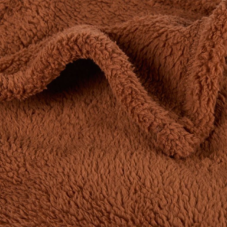 Living & Co Throw Sherpa Brown Mid 127cm x 152cm, , hi-res