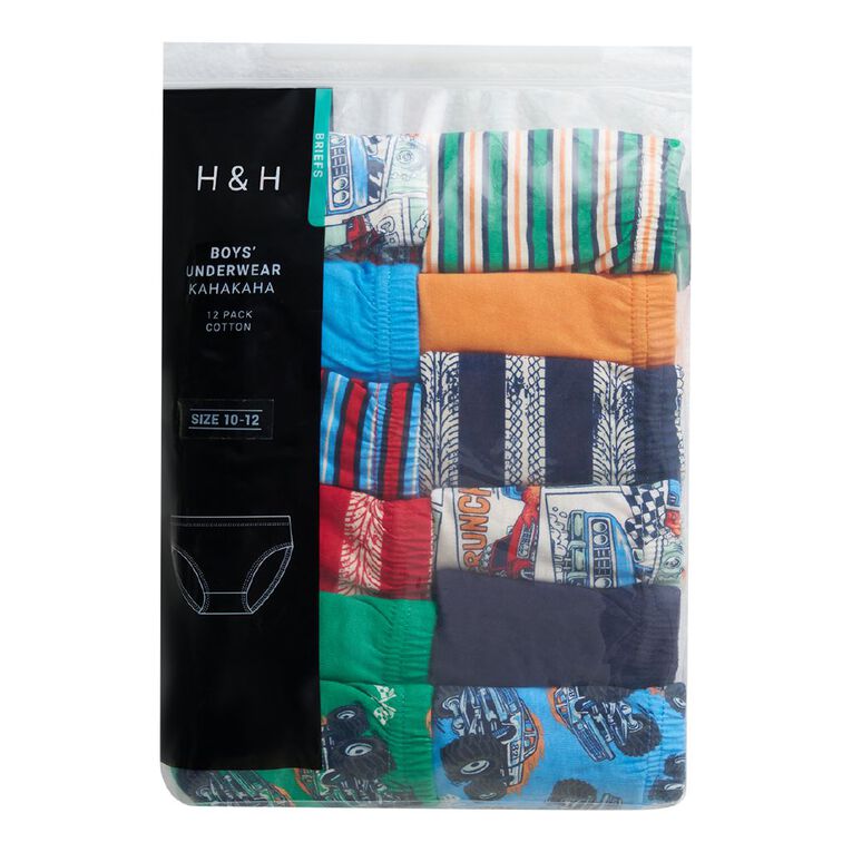H&H Boys' Briefs 12 Pack, Green Dark, hi-res