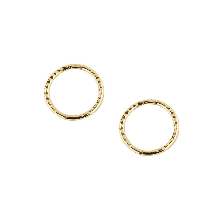 Sterling Silver Gold Plated Diamond Cut Sleeper Earrings 13mm, , hi-res