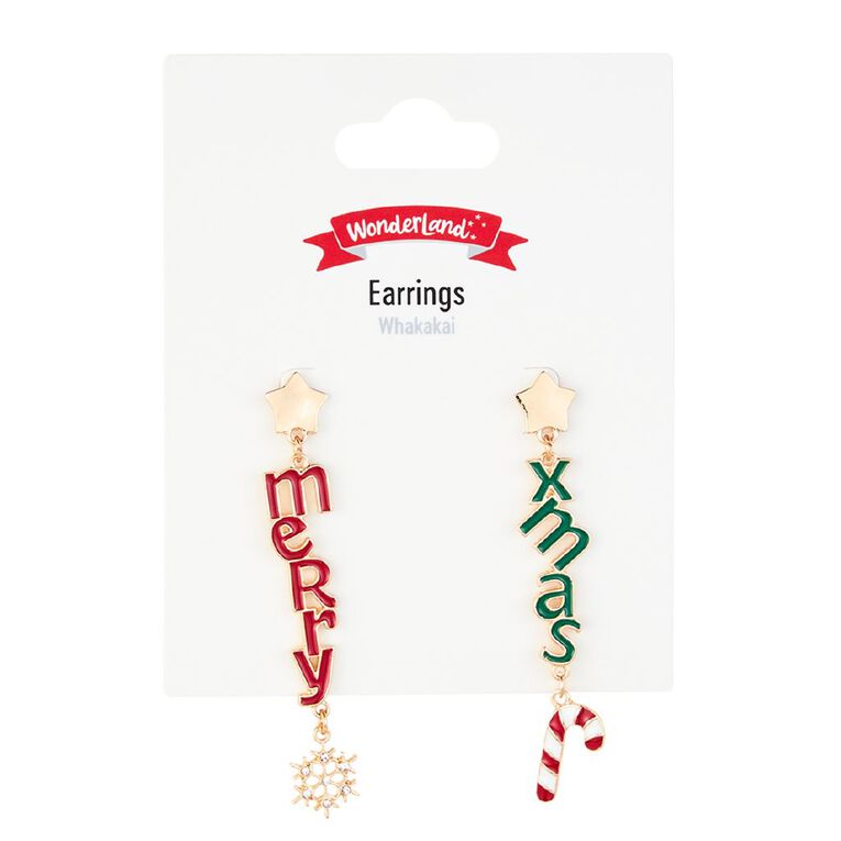 Wonderland Merry Christmas Earrings, , hi-res