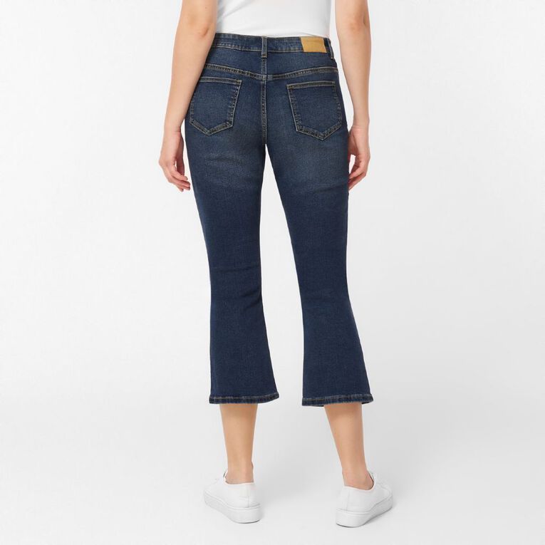 H&H Women's Crop Flare Jeans, Denim Dark, hi-res